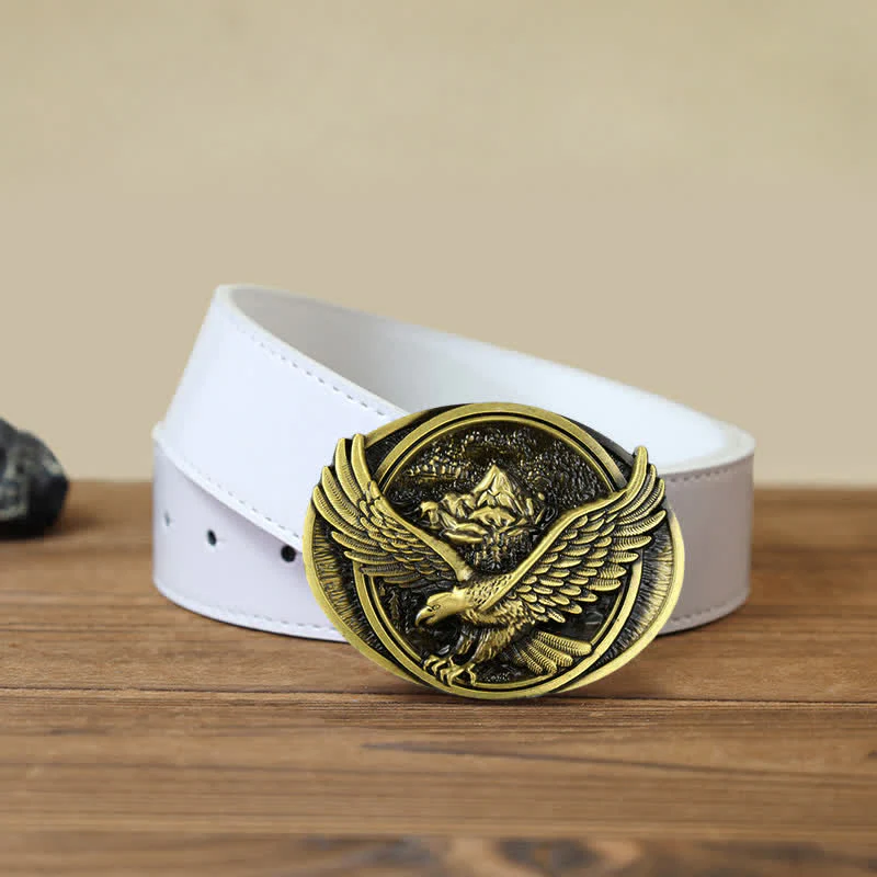 Men's DIY Domineering Flying Eagle Buckle Leather Belt - Image 12