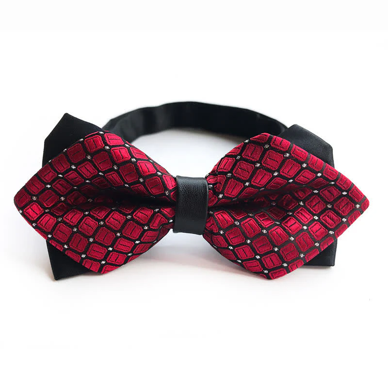 Men's Dotted Diamond Double-layer Pointy Bow Tie - Image 2