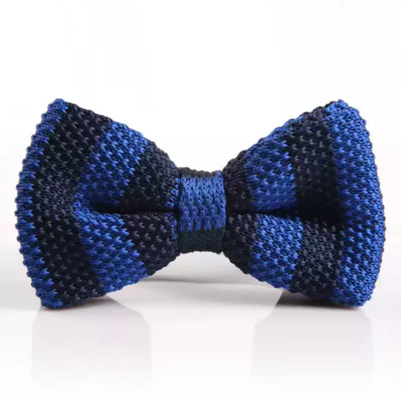 Men's Double Color Match Striped Knitted Bow Tie - Image 2