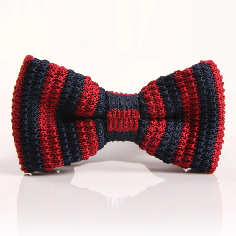 Men's Double Color Match Striped Knitted Bow Tie - Image 5