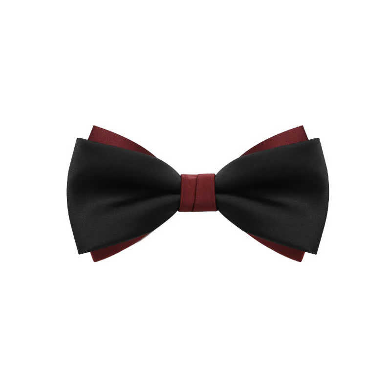 Men's Double-Layers Color Clash Bow Tie - Image 3