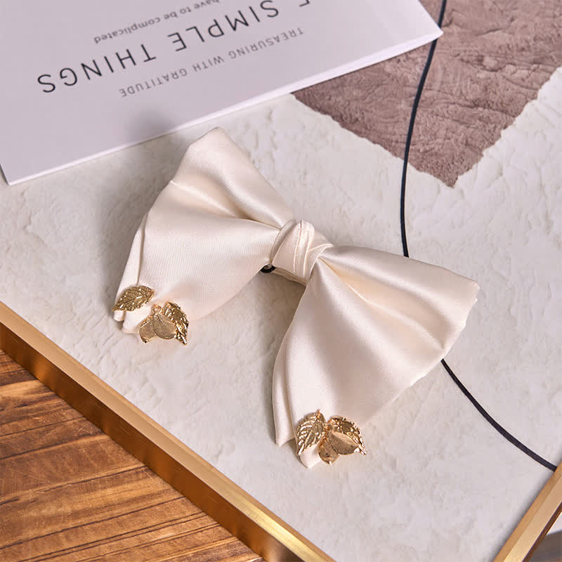Men's Double-Layers Leaves Oversized Bow Tie Pocket Square - Image 2