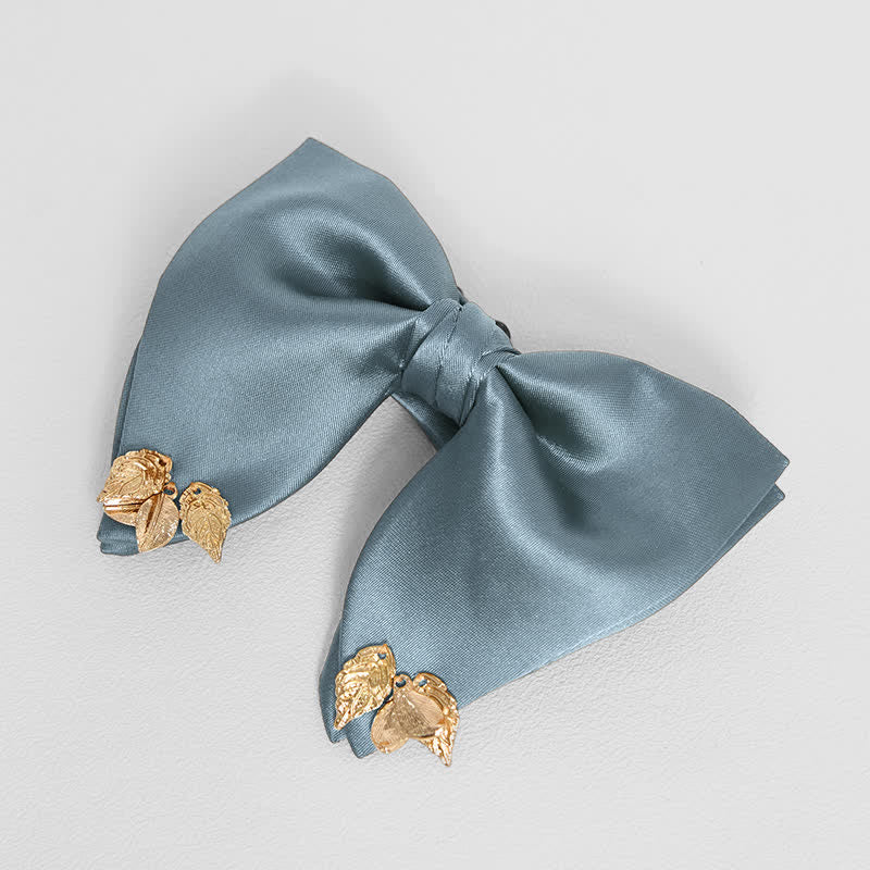 Men's Double-Layers Leaves Oversized Bow Tie Pocket Square - Image 21
