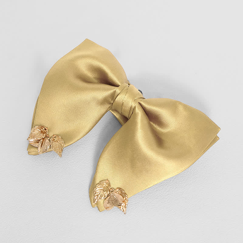 Men's Double-Layers Leaves Oversized Bow Tie Pocket Square - Image 25