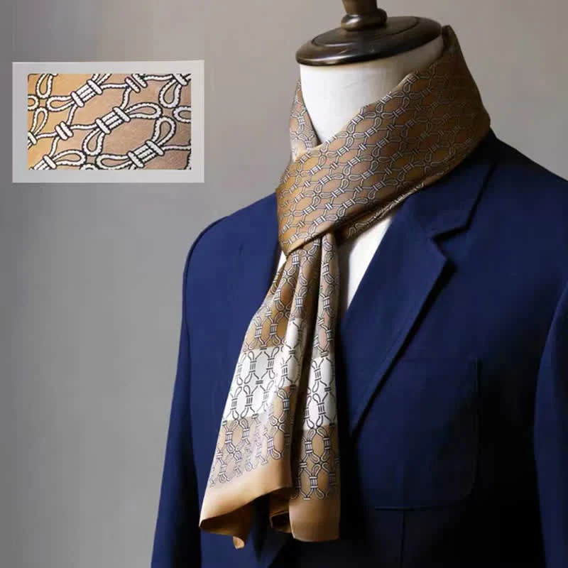 Men's Double-Sided Formal Pattern Long Pure Silk Scarf - Image 3