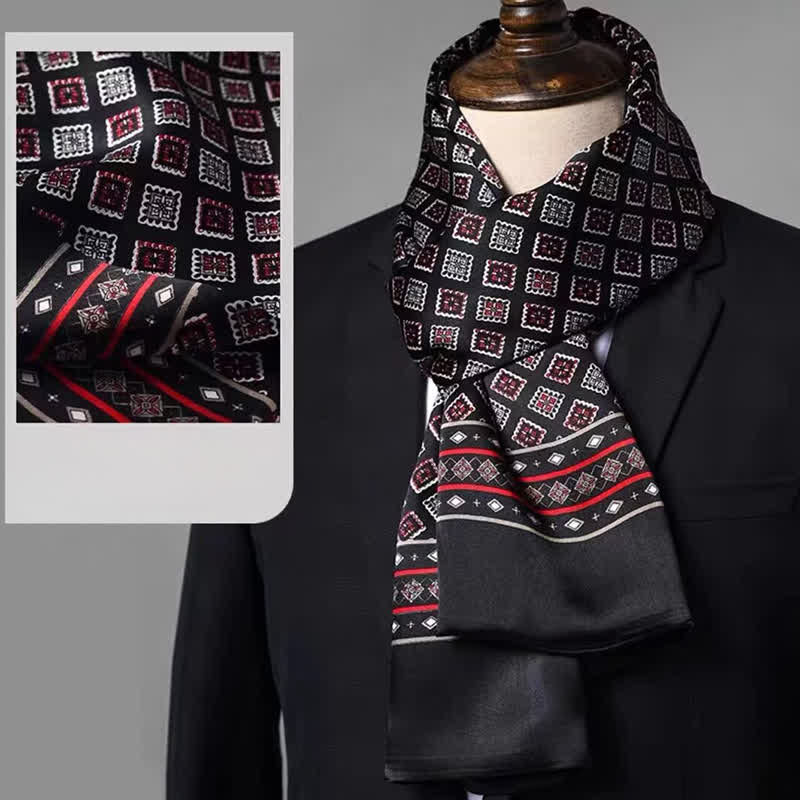 Men's Double-Sided Formal Pattern Long Pure Silk Scarf - Image 5