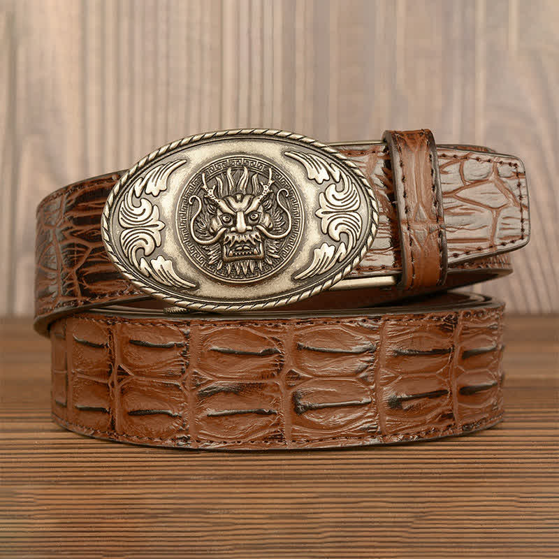Men's Dragon Head Crocodile Pattern Leather Belt - Image 19