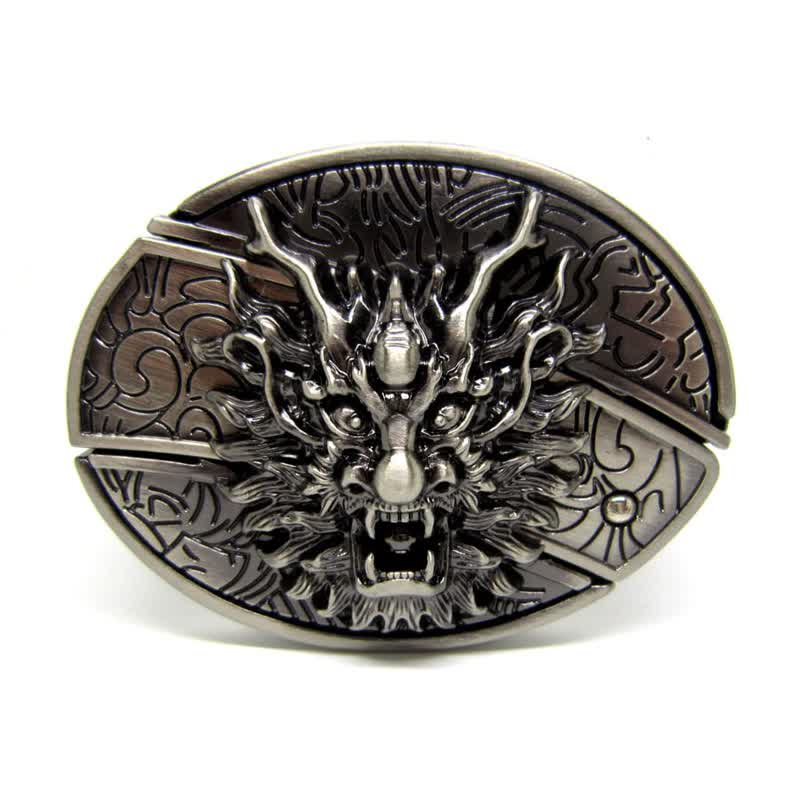 Men's Dragon Head Leather Belt With Folding Knife - Image 5