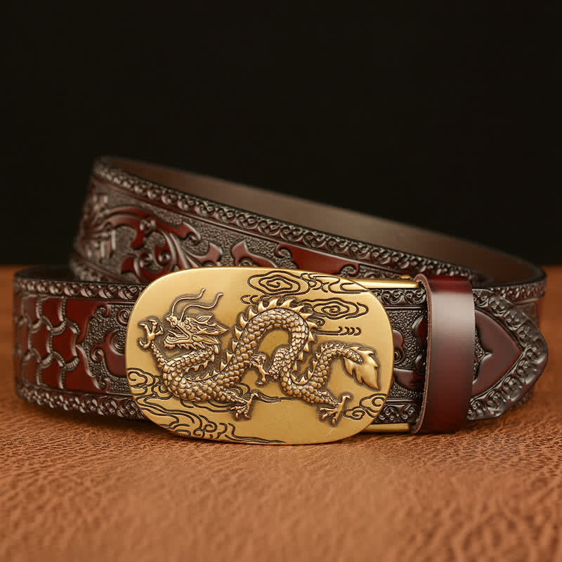 Men's Dragon Soaring In The Sky Leather Belt - Image 4
