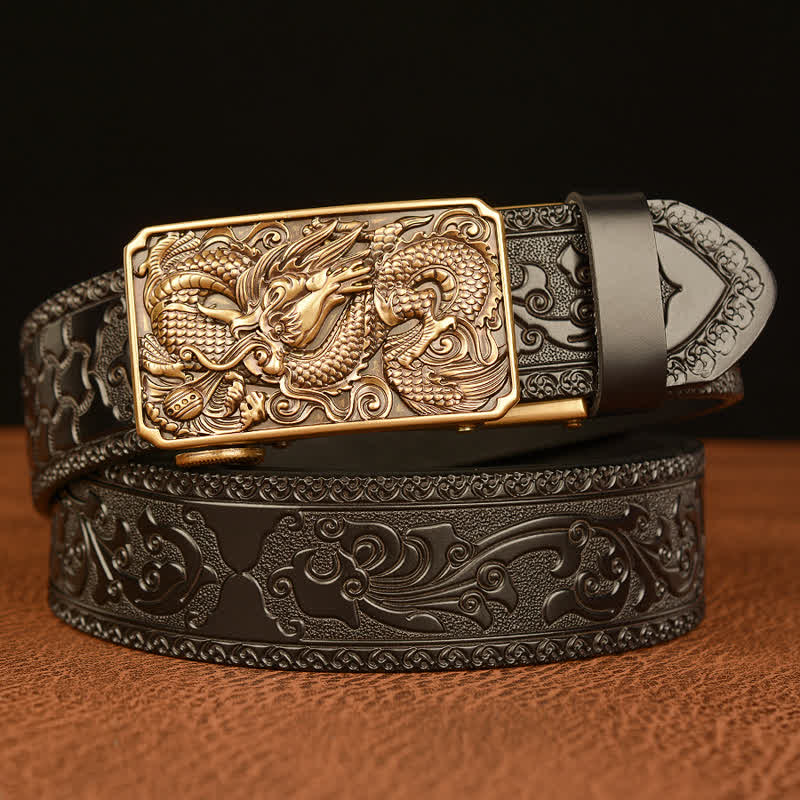 Men's Dragon Square Buckle Leather Belt - Image 11