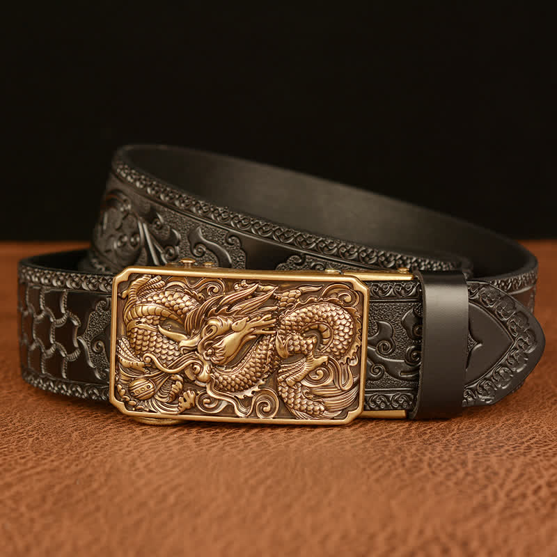 Men's Dragon Square Buckle Leather Belt - Image 12