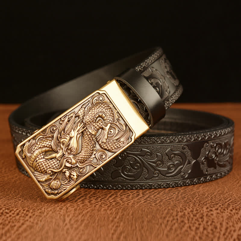 Men's Dragon Square Buckle Leather Belt - Image 13