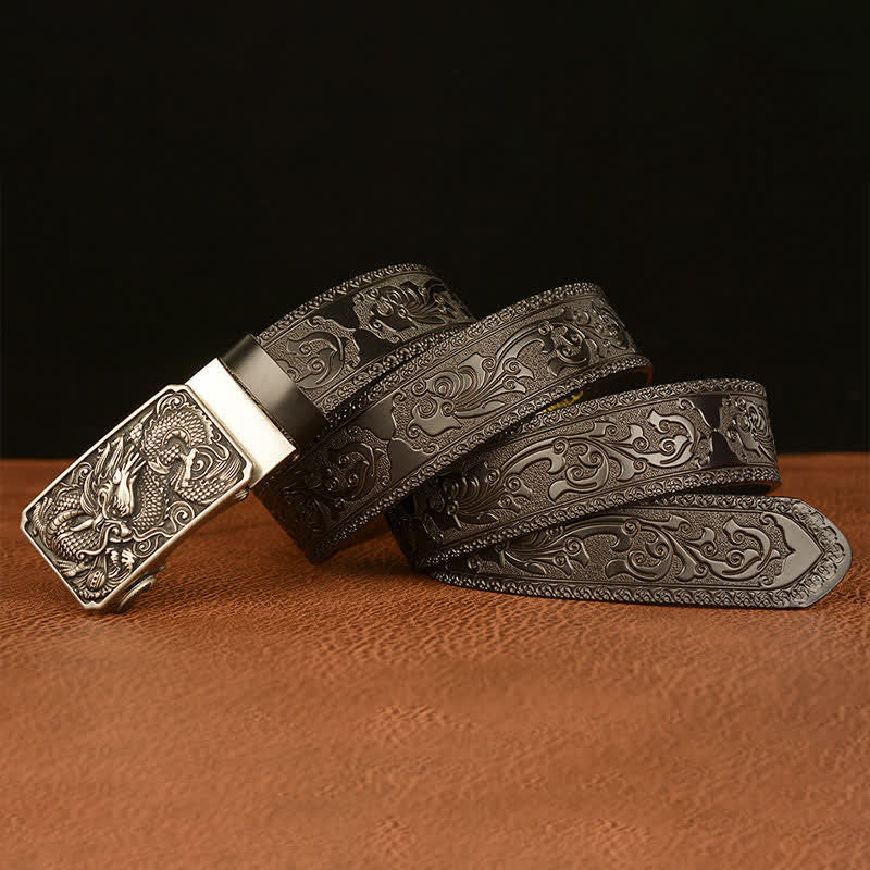 Men's Dragon Square Buckle Leather Belt - Image 20
