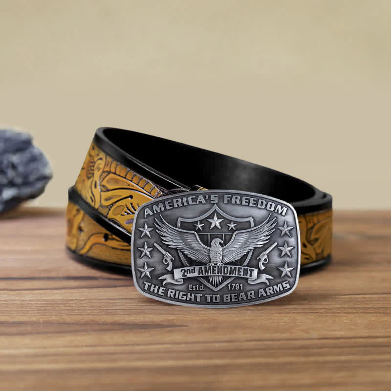 Men's DIY Eagle America's Freedom Buckle Leather Belt - Image 21