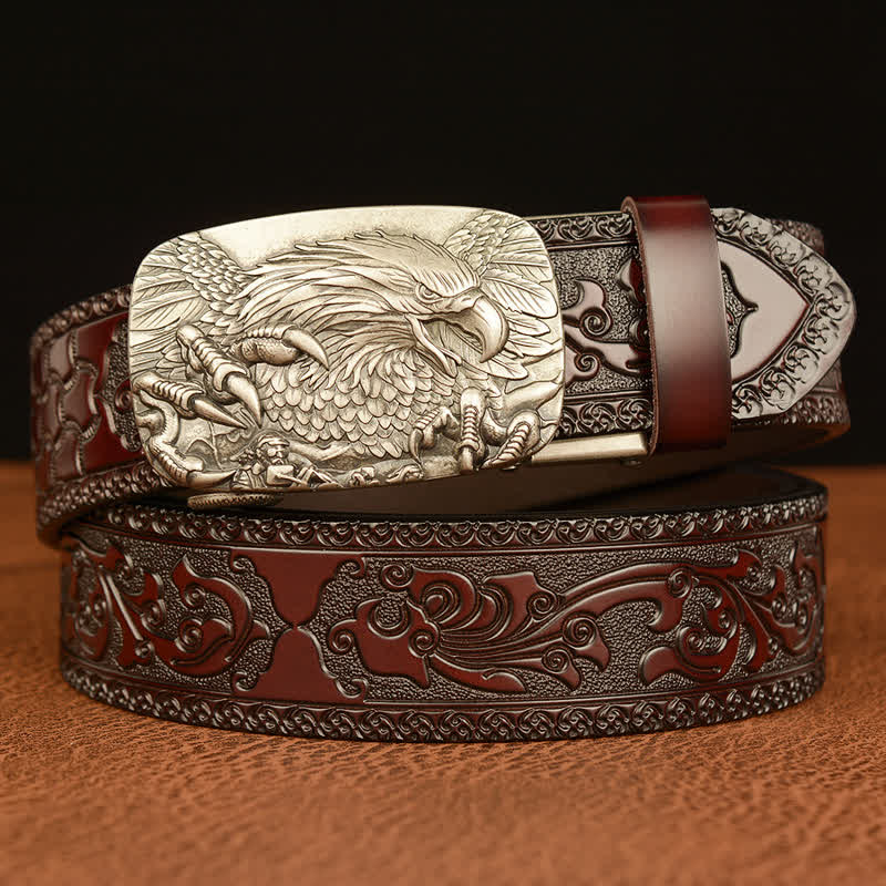 Men's Eagle Buckle Genuine Leather Embossing Belt - Image 18