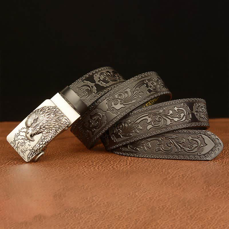 Men's Eagle Head Carved Leather Belt - Image 20