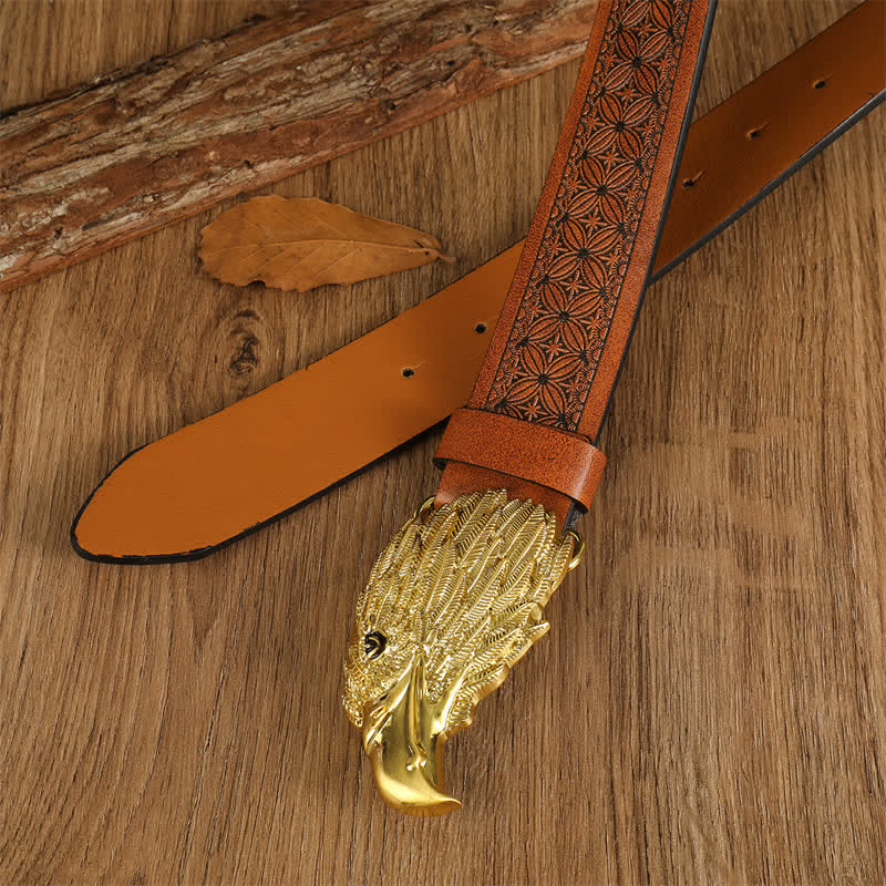 Men's Eagle Head Realistic Vulture Western Leather Belt - Image 21
