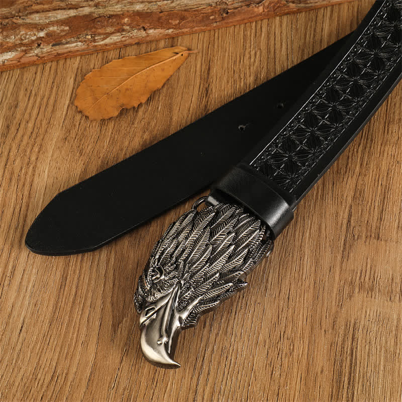 Men's Eagle Head Realistic Vulture Western Leather Belt - Image 8