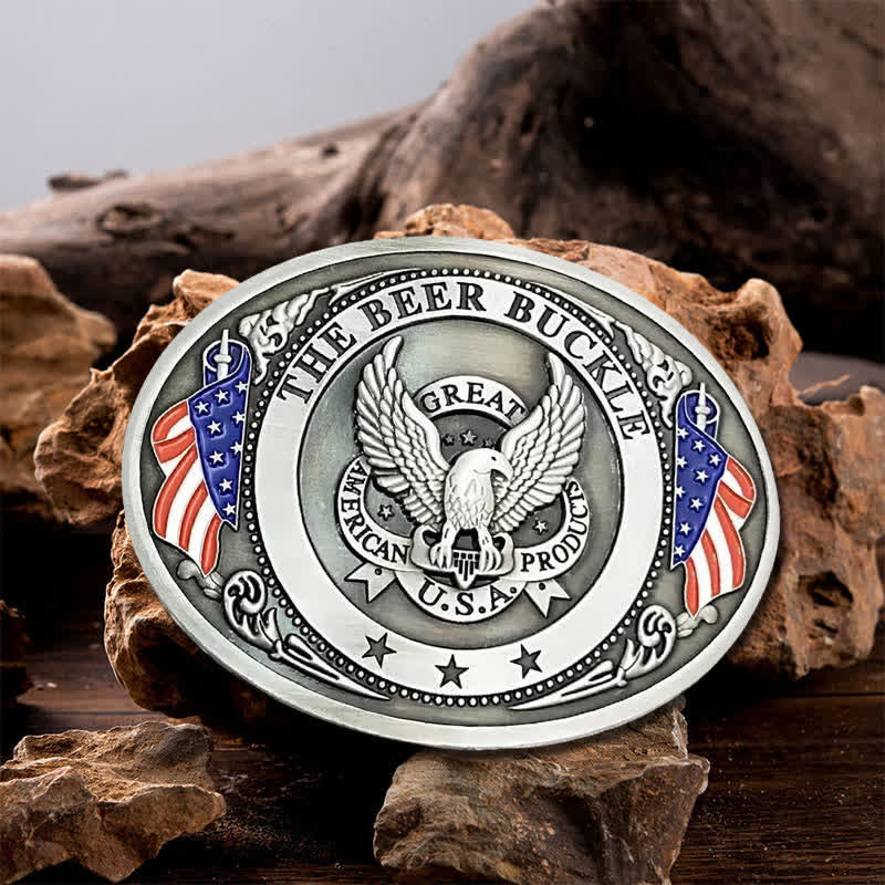Men's DIY Eagle USA Flag Creative Beer Holder Buckle Leather Belt - Image 9