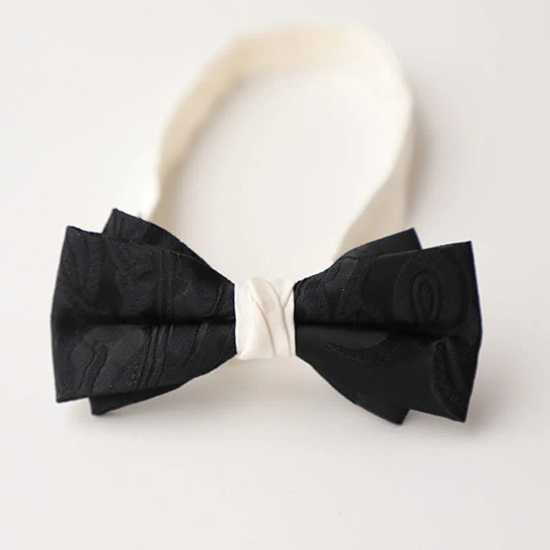 Men's Elegant Black Match White Bow Tie - Image 10