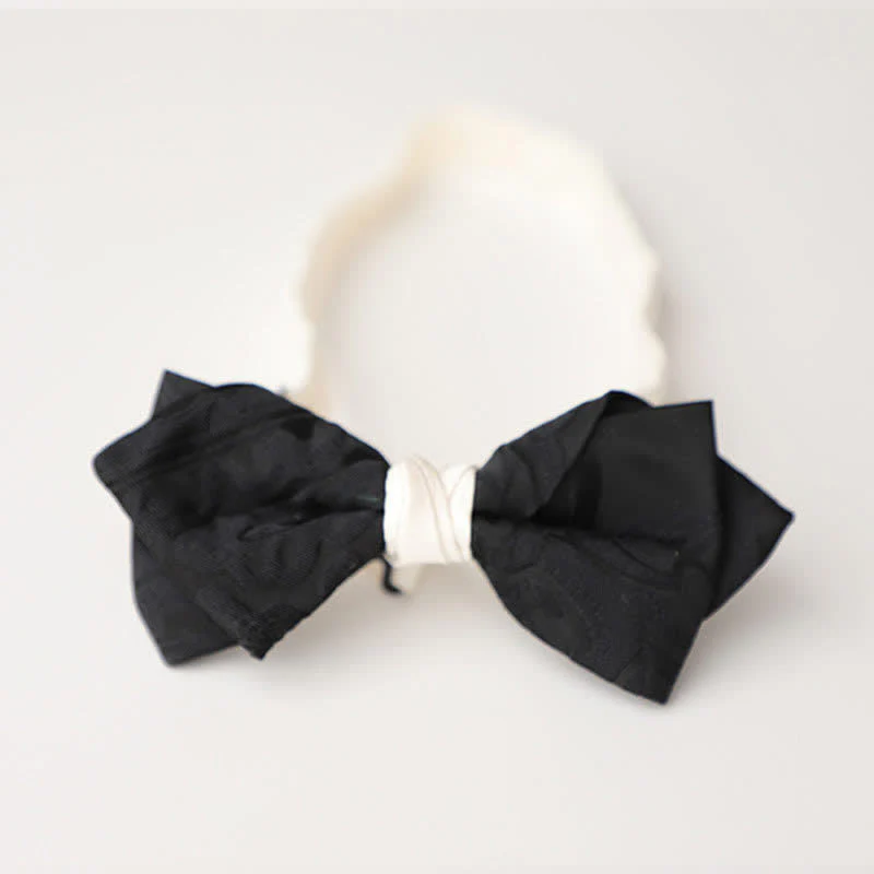 Men's Elegant Black Match White Bow Tie - Image 12