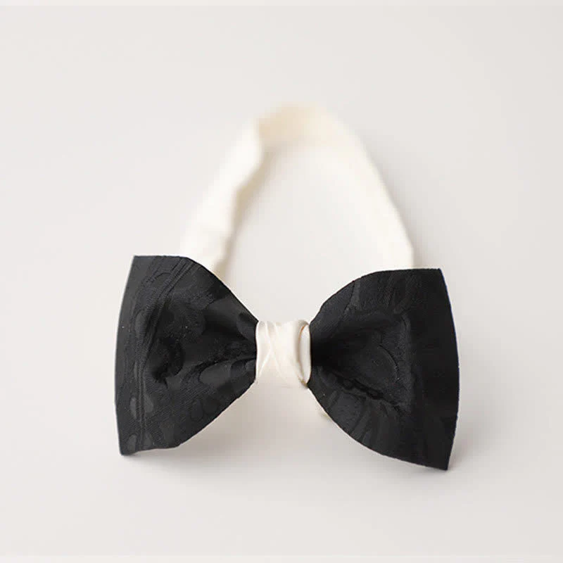 Men's Elegant Black Match White Bow Tie - Image 14
