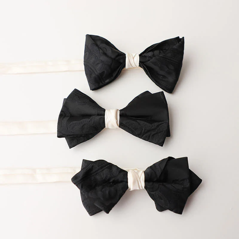 Men's Elegant Black Match White Bow Tie - Image 6