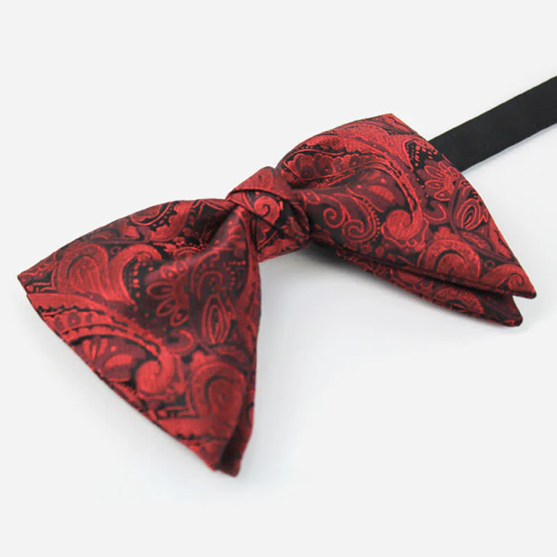 Men's Elegant British Style Burgundy Paisley Bow Tie - Image 2