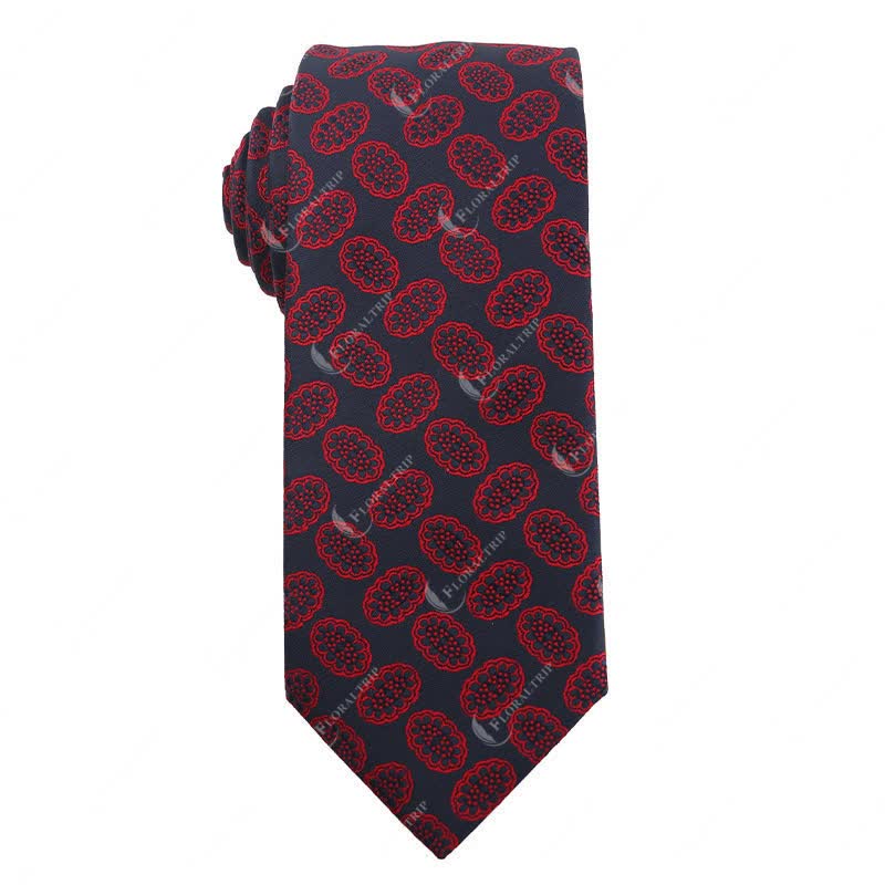 Men's Elegant Deep Wine Red Series Wedding Necktie - Image 6