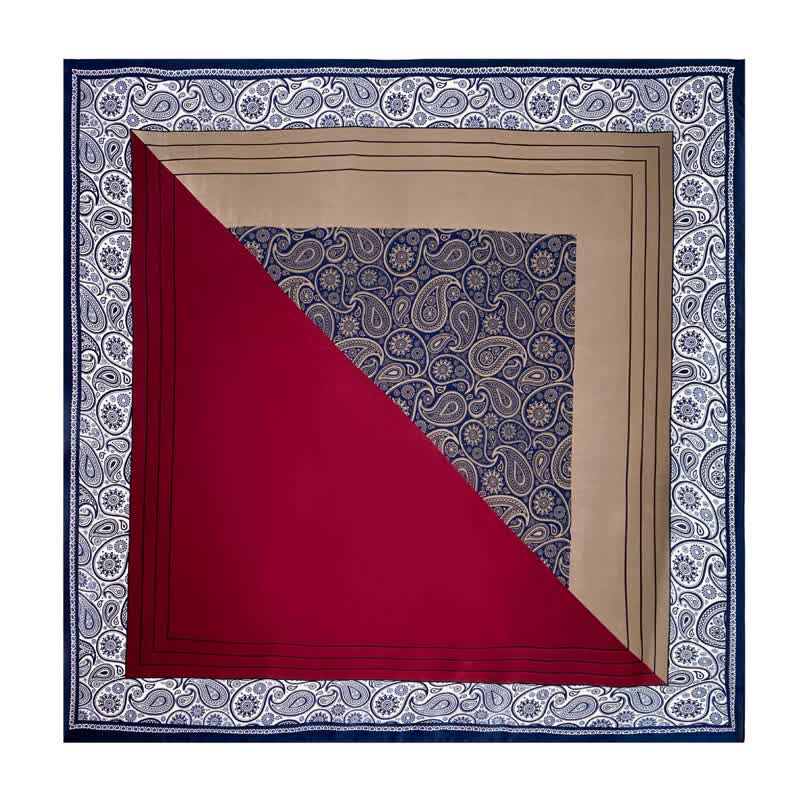 Men's Elegant Paisley Color Matching Imitated Silk Square Scarf - Image 2