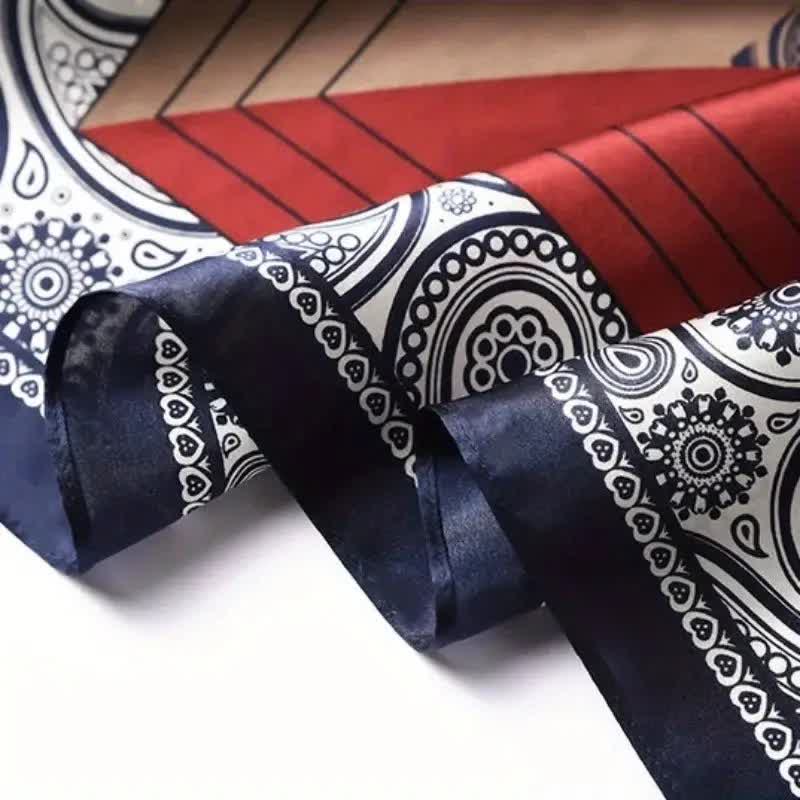 Men's Elegant Paisley Color Matching Imitated Silk Square Scarf - Image 7