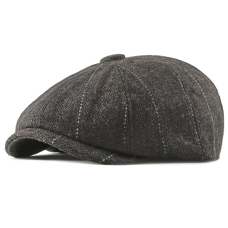 Men's Elegant Retro Herringbone Pattern Newsboy Beret Hat