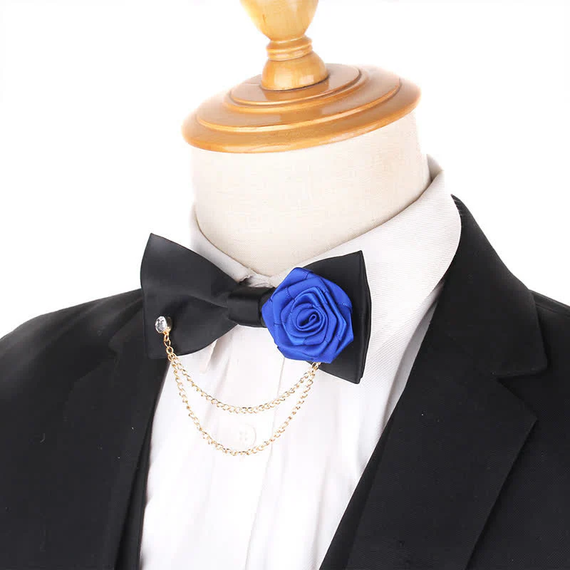 Men's Elegant Rose Golden Chain Decoration Bow Tie - Image 17