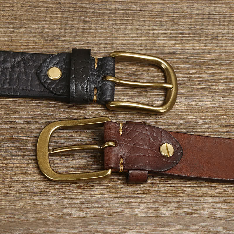 Men's Embossed Bison Skin Pattern Leather Belt - Image 3