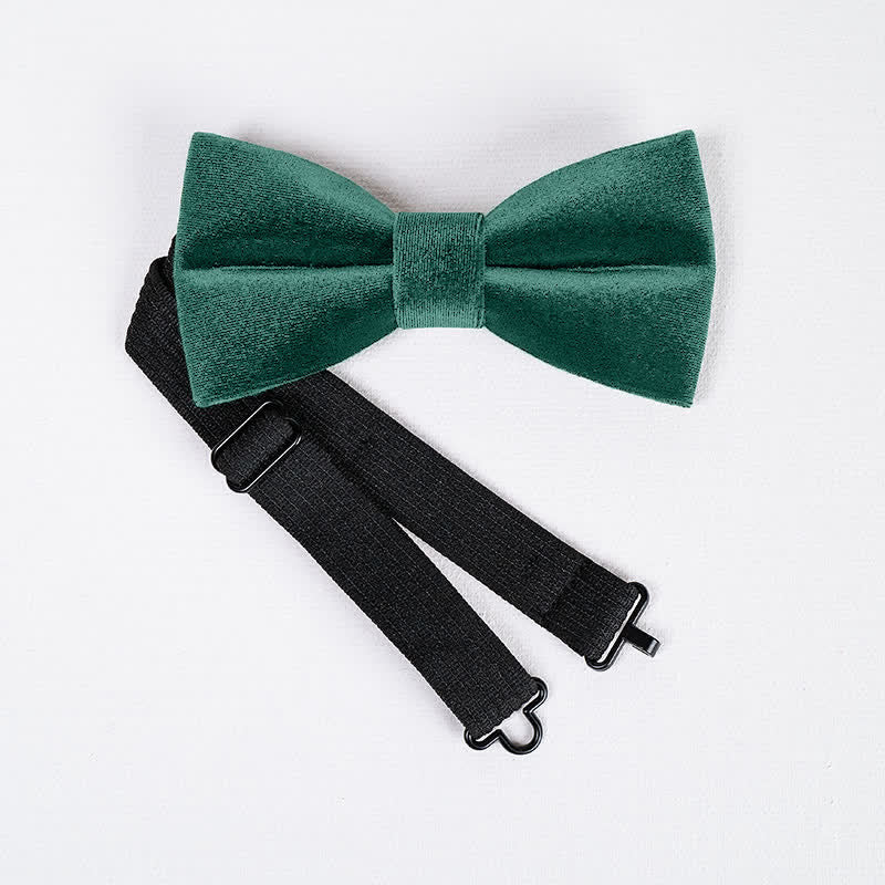 Men's Emerald Green Solid Color Velvet Bow Tie - Image 6