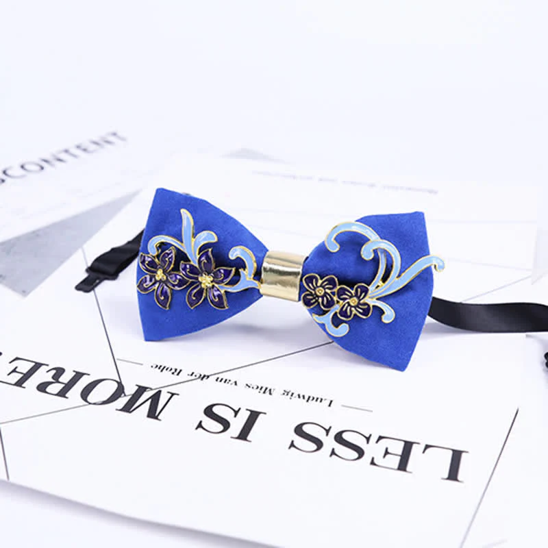 Men's Enamel Flowers Leaves Decor Bow Tie - Image 5