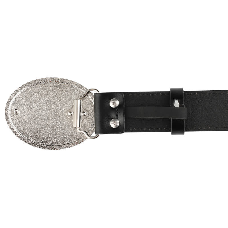 Men's Engarved Feather Bull Jeans Leather Belt - Image 7