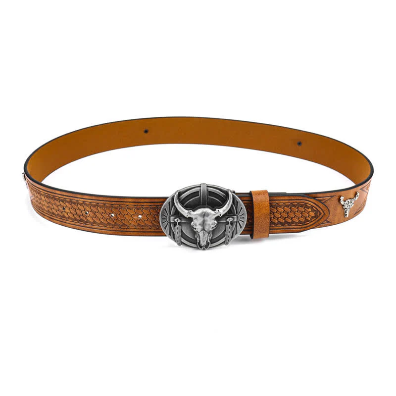 Men's Engraved Mad Bull Leather Belt - Image 6