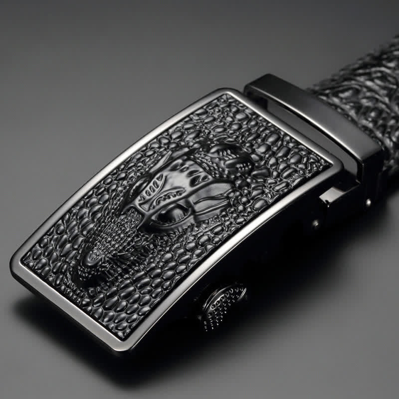 Men's Exotic Alligator Head Buckle Leather Belt - Image 5