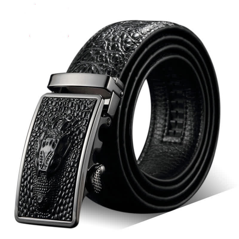 Men's Exotic Alligator Head Buckle Leather Belt - Image 7