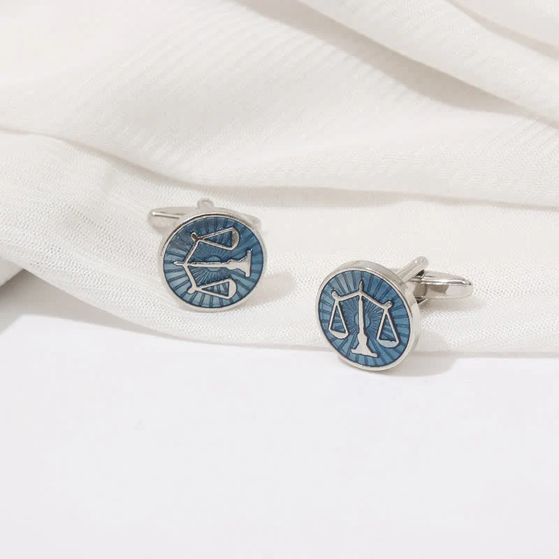 Men's Exquisite Law Scales Pattern Enamel Cufflinks - Image 5