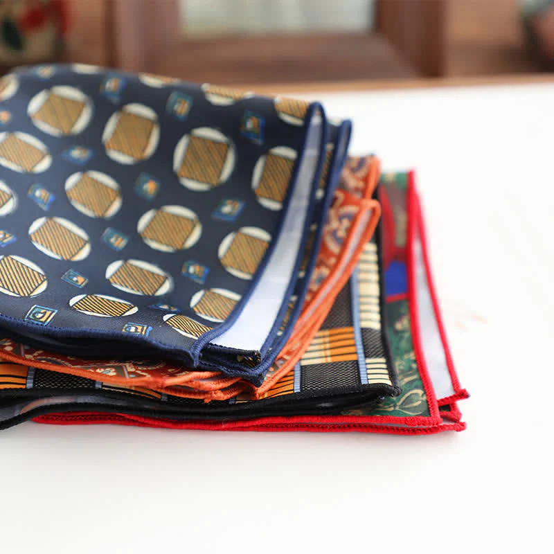 Men's Fancy Geometry Flower Pattern Business Pocket Square - Image 4