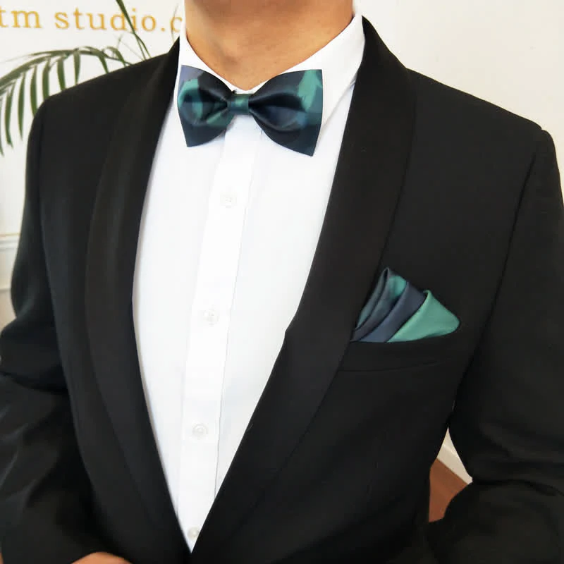 Men's Fancy Midnight Dark Green Bow Tie - Image 9