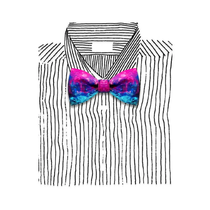Men's Fantastic Purple & Blue Oil Painting Bow Tie - Image 4