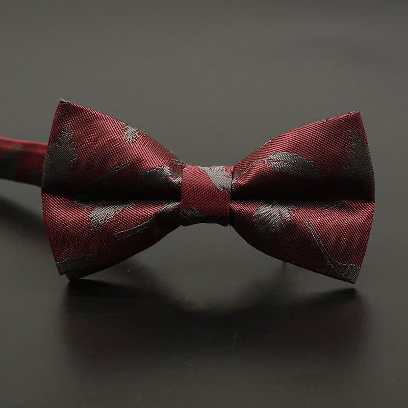 Men's Feather Floral Pattern Casual Daily Bow Tie - Image 8