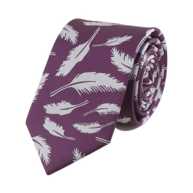 Men's Feather Printing Jacquard Necktie - Image 2