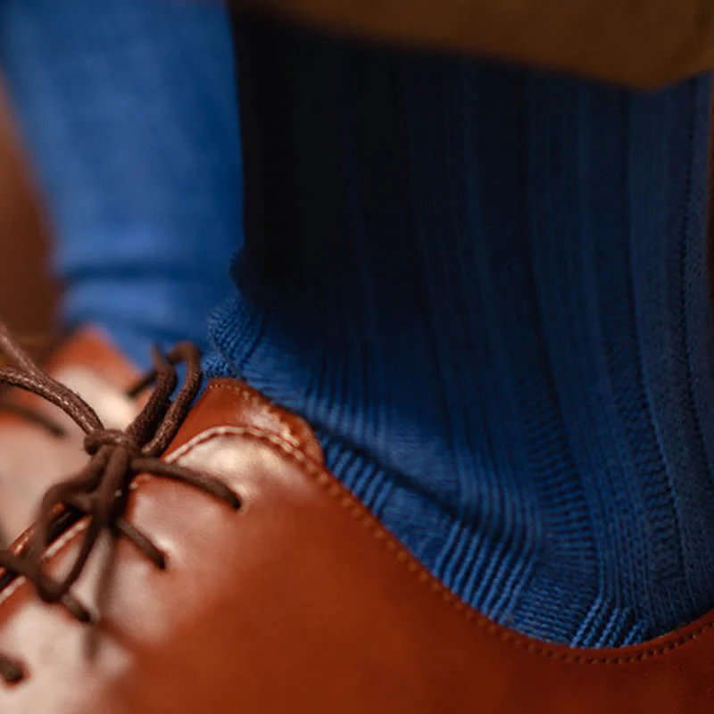 Men's Finely Ribbed Solid Color Cotton Socks - Image 3