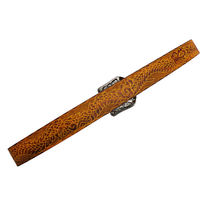 Men's Floral Buckle Embossed Dragon Leather Belt - Image 14