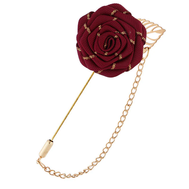 Men's Floral Camellia Chain Brooch - Image 12
