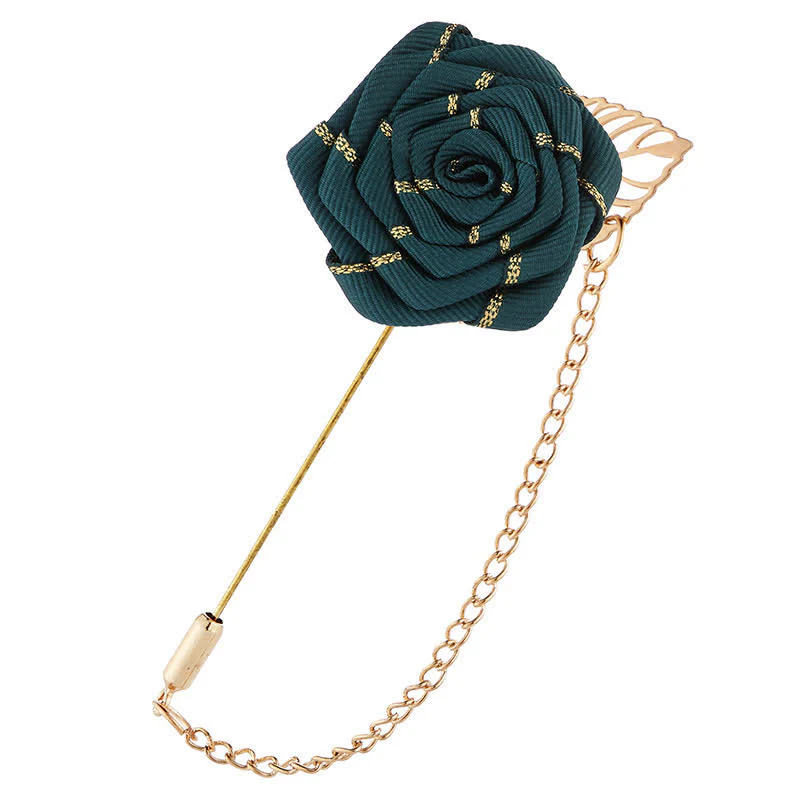 Men's Floral Camellia Chain Brooch - Image 5